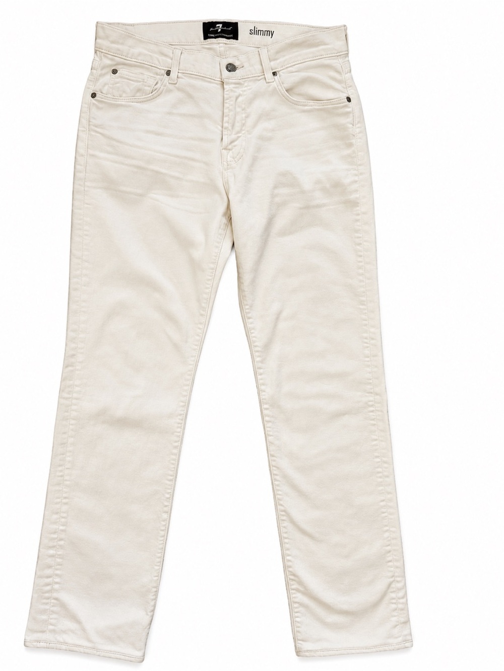7 For All Mankind Slimmy Luxe Performance Men’s Ivory Ecru Stretch Jeans 31x30.5